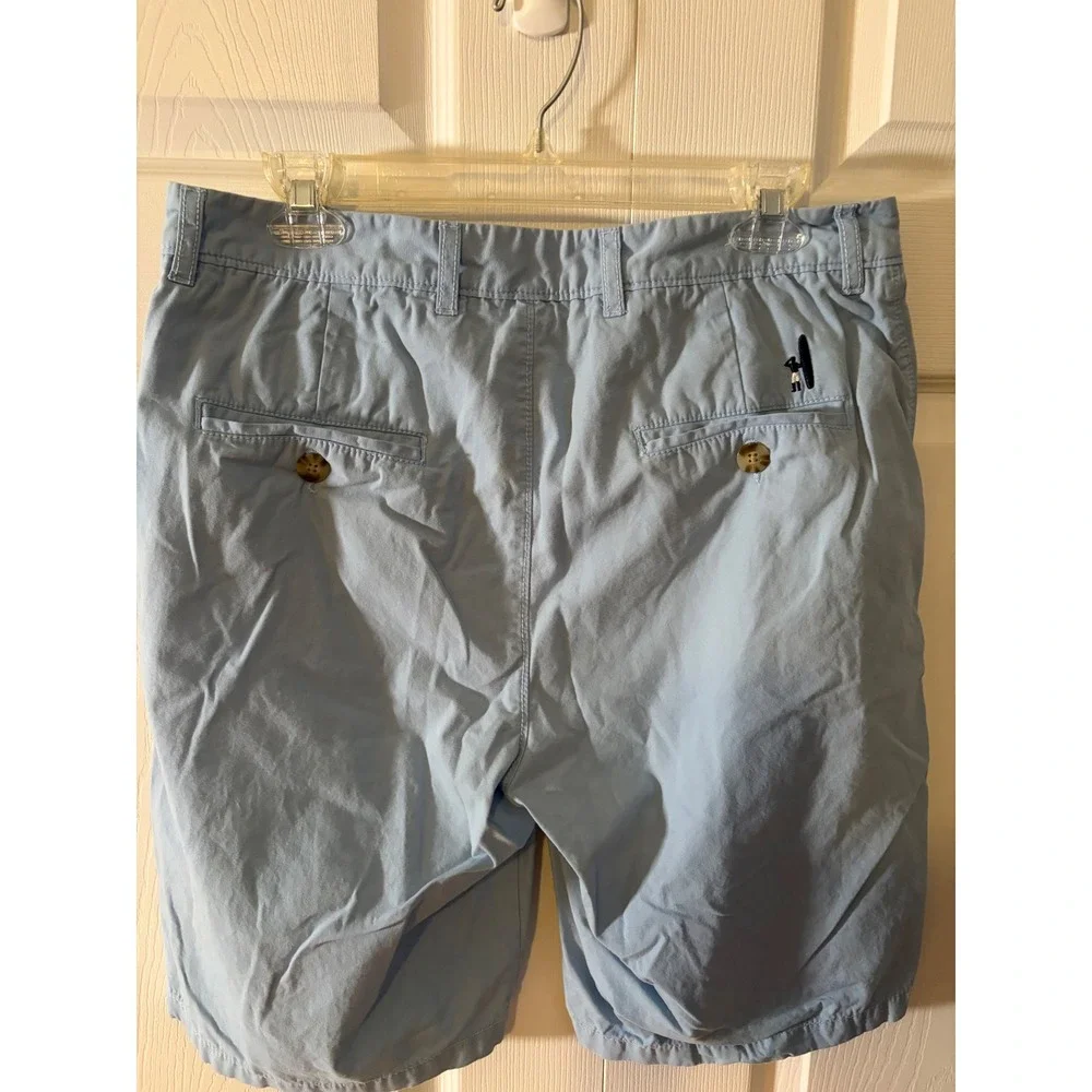 Faherty Mens Light Blue Chino Shorts Embroidered Surfer Logo Size 32